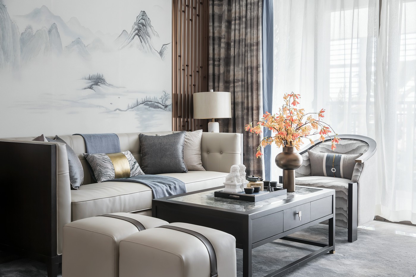 兩室一廳新房新中式裝修效果圖展示